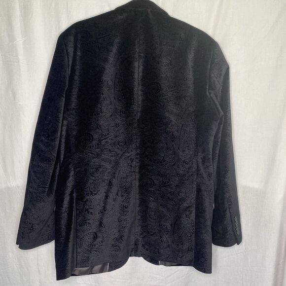 MADISON Blazer Paisley Velvet Sport Coat Casual Jacket Cotton Mens 40R Black - Picture 3 of 10